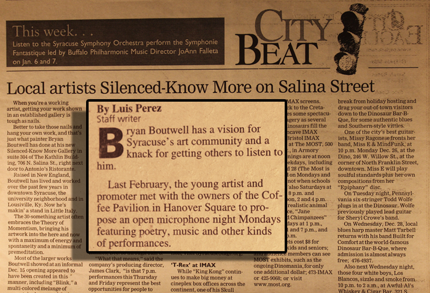 The Eagle Newspaper-Central NY Area-Featured Article & Interview with Art Gallery Owner Bryan Matthew Boutwell (Silenced Know More Gallery)