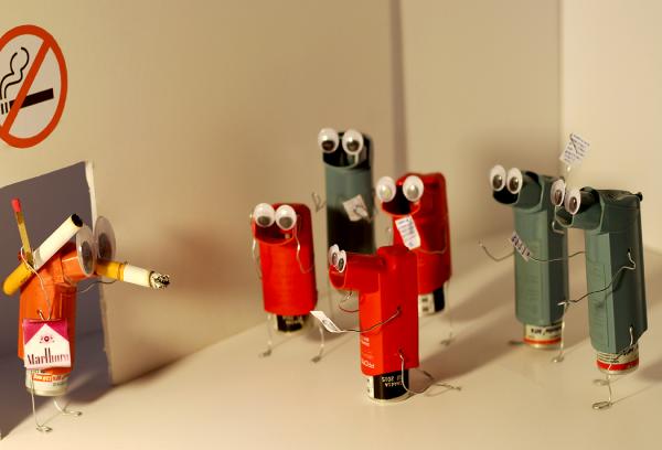 The Intervention of an Inhaler is art using asthma inhalers by artist Bryan Boutwell at The McLoughlin Art Gallery, San Francisco CA