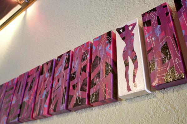 Party Girls is a 14 canvas abstract painting by artist Bryan Boutwell currently showing in art shows around San Francisco 