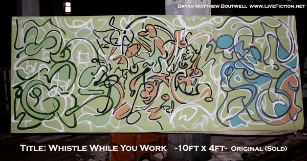 Whistle While You Work, Bryan Matthew Boutwell,live fiction,large scale abstract painting, 10ftx4ft,Oakland Artist,San Francisco Art Galleries, NYC Art galleries,