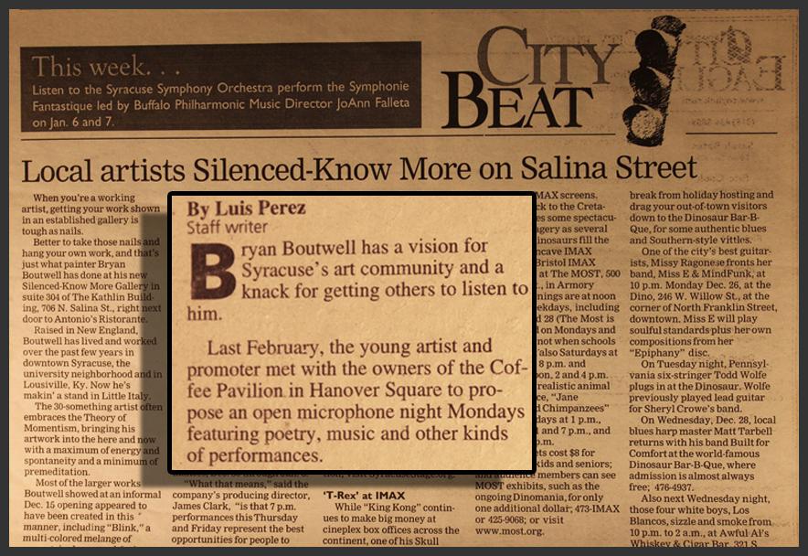 The Eagle Newspaper-Central NY Area-Featured Article & Interview with Art Gallery Owner Bryan Matthew Boutwell (Silenced Know More Gallery)
